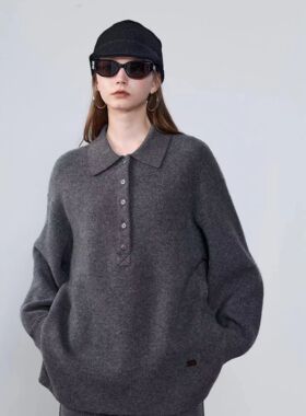 CJZP设计师款100%山羊绒POLO领宽松版型询价私信2025秋冬新品