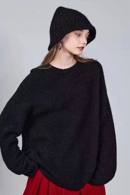 CJZP设计师品牌2025秋冬新款时尚百搭圆领100%山羊绒针织衫女