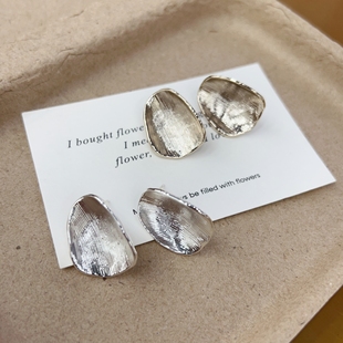 金属冷淡风不规则肌理凹片三角耳夹欧美夸张独特无耳洞耳环耳钉女