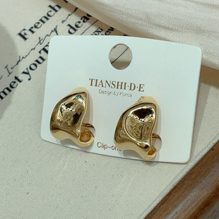 夸张金属扭曲冷淡风气质无耳洞耳环2024新不规则欧美时尚 耳夹耳饰