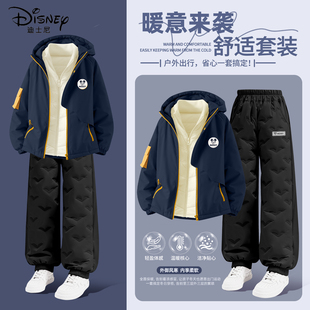 迪士尼男童冬季套装2026新款潮流时尚大童保暖棉服休闲装儿童冬装