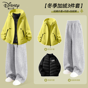 迪士尼男童冬季套装2025新款帅气时尚小男孩休闲软壳外套儿童冬装