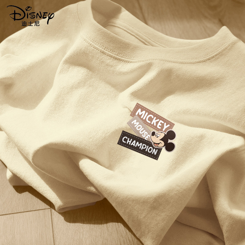 迪士尼男童短袖t恤2026新款男孩纯棉半袖上衣痞帅潮酷儿童夏装薄