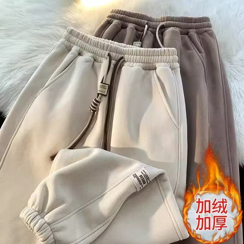 加绒加厚卫裤男冬2024新款春秋季裤子宽松直筒阔腿休闲运动束脚裤,男装,休闲裤,淘宝优惠券,粉丝福利购,淘宝优惠卷
