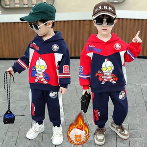 奥特曼男童秋冬套装儿童男孩运动秋装时尚个性加绒加厚衣服两件套