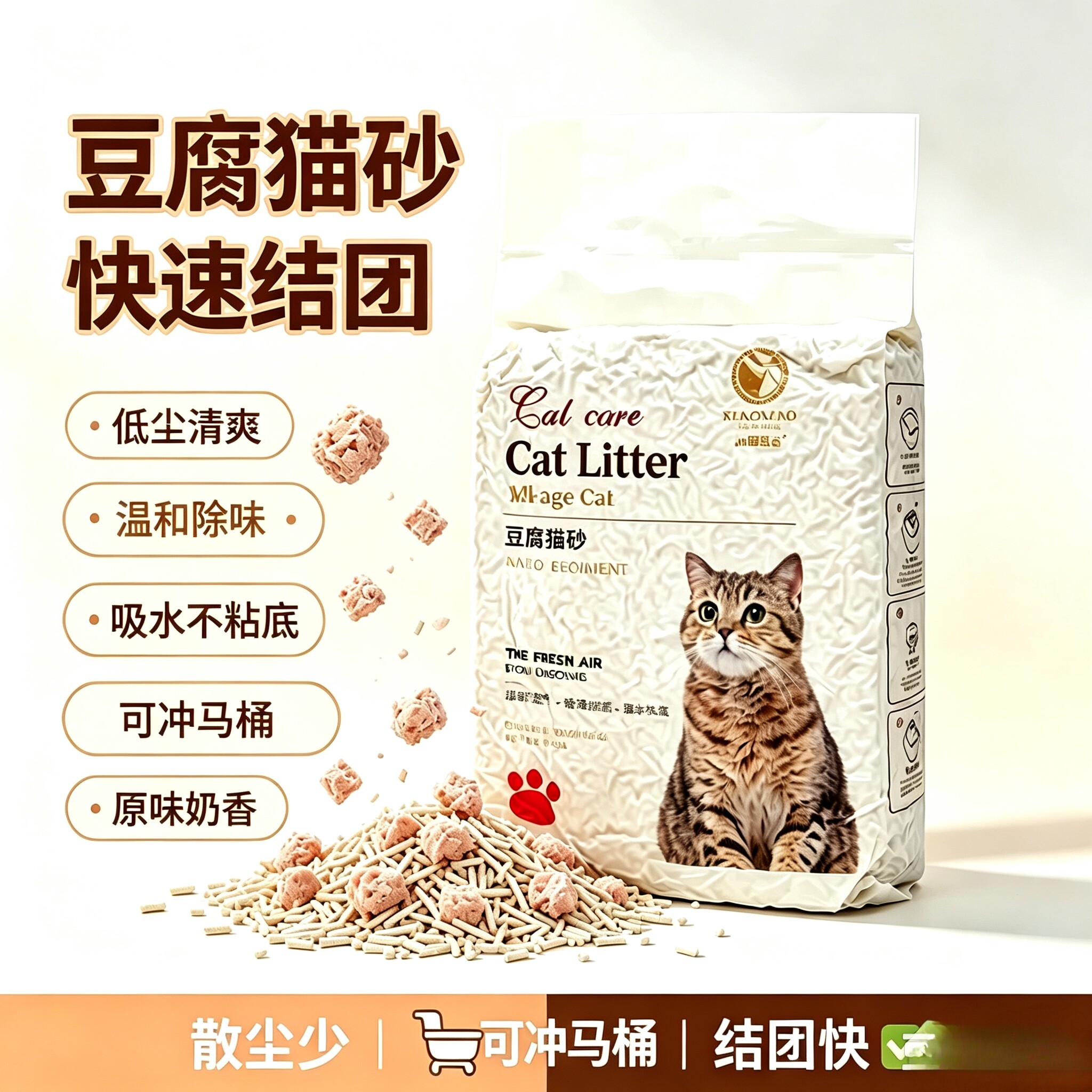小猫班长豆腐猫砂1.8KG可冲厕所