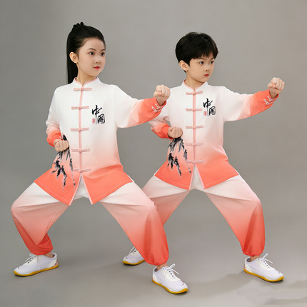 新款太极服男女童武术服装太极拳练功服中国风团体比赛表演服套装