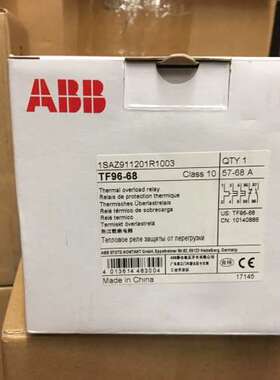 全新原装ABB TF系列热过载继电器，TF96-68;10140886