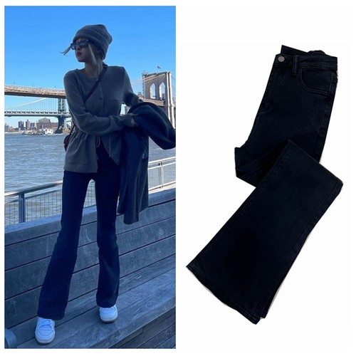 朴彩英rose同款微喇牛仔裤女