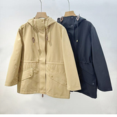 新款 机能立领收腰休闲连帽外套女2025秋季 户外风工装 高端时尚