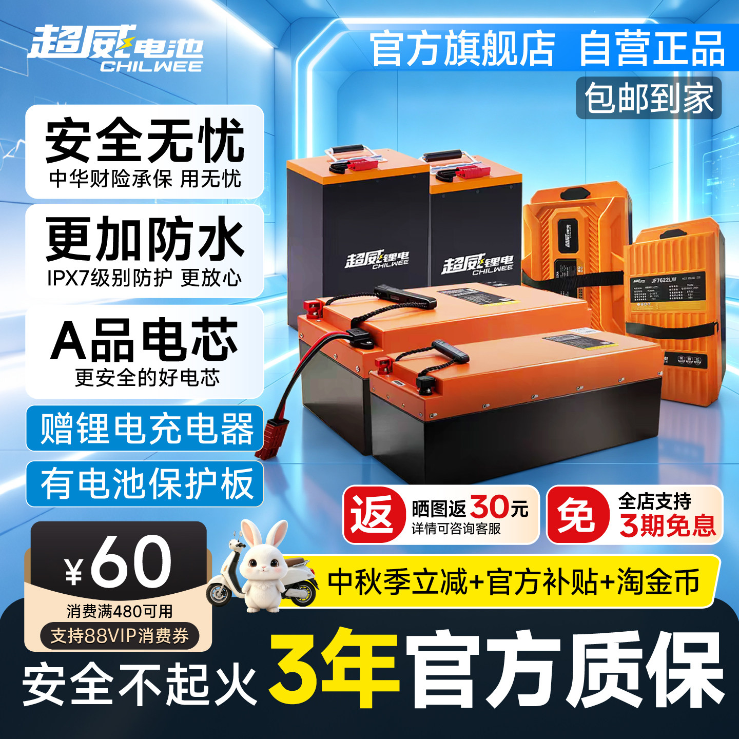 超威60v72v锂离子电池图片