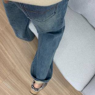 女秋冬 软糯加绒弹力宽松直筒牛仔裤 自留强推 2025年小个子阔腿裤