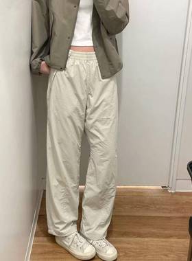 走日单！女装加绒保暖休闲直筒裤阔腿裤长裤伞兵裤秋冬新款479402