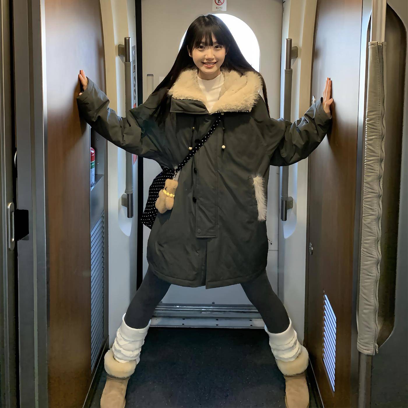 中长款风衣棉袄外套2025新款毛领工装棉衣棉服女冬季羊羔毛派克服