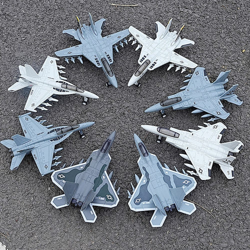 美乐琪合金F14/F15/F18/F22战斗机模型回力声光仿真航模玩具
