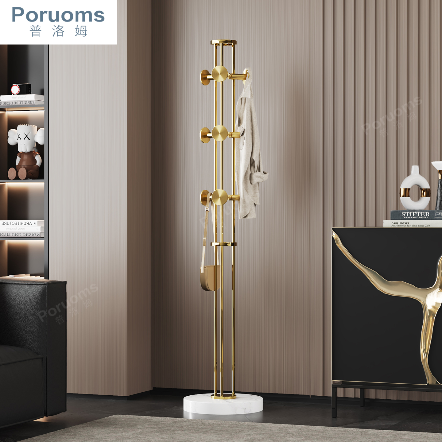 轻奢风卧室不锈钢立式客厅挂衣架