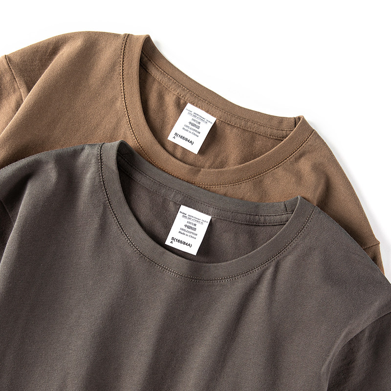 공장에서 직접  그만한 가치가 있습니다  남성과 여성을 위한 200G 헤비급 순면 반팔 티셔츠 아메리칸 캐주얼 솔리드 컬러 루즈