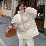 超好看设计感彩色线条羽绒棉服女2024冬季新款高级感洋气棉衣棉袄，女装棉衣/棉服，浙宝173