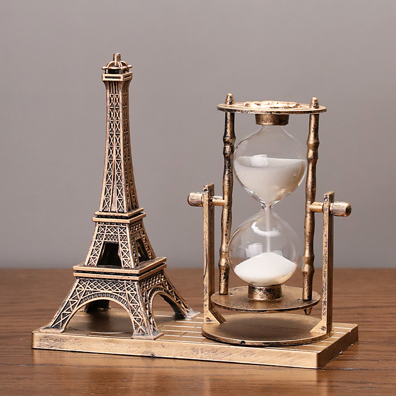 复古巴黎铁塔沙漏计时器摆件埃菲尔创意生日礼物学生男生女装饰品