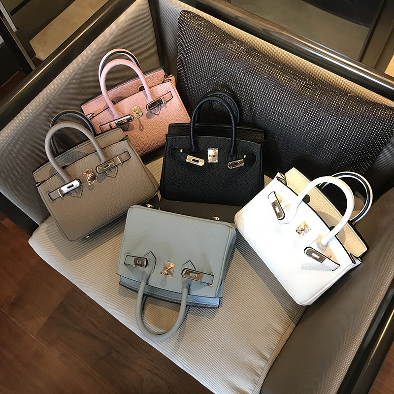迷你铂金包2025新款荔枝纹手提包女小包百搭单肩斜挎包mini凯莉包
