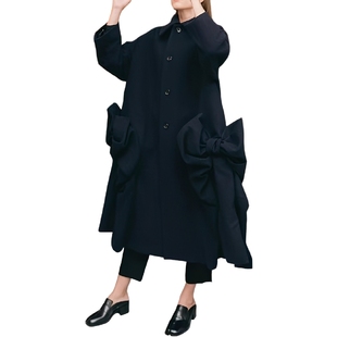 定制秋冬新款 不规则时髦立体蝴蝶结毛呢大衣暗黑系先锋设计师 女装