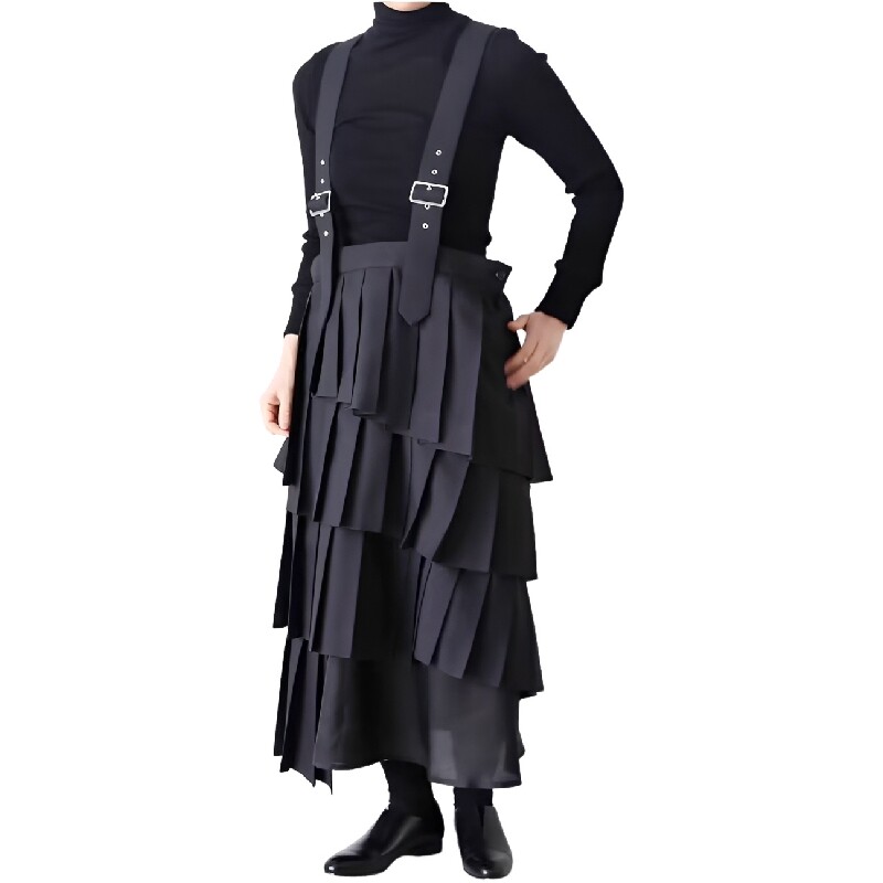 定制2026春夏新款女装不规则多层百褶风琴褶立体剪裁背心连衣裙