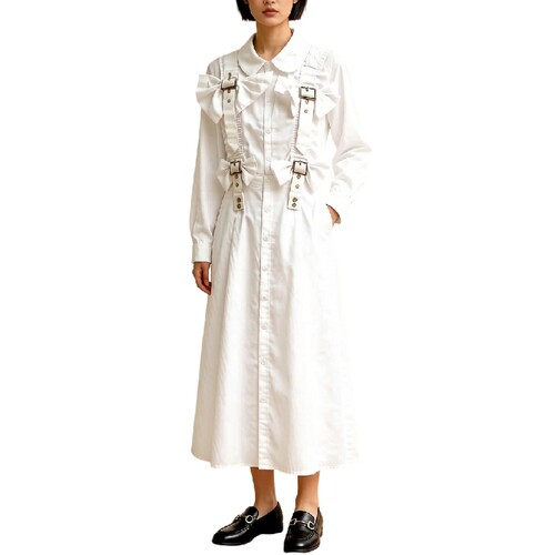 2026春夏新款女装不规则蝴蝶结扣袢时髦中长款防晒小众连衣裙欧美