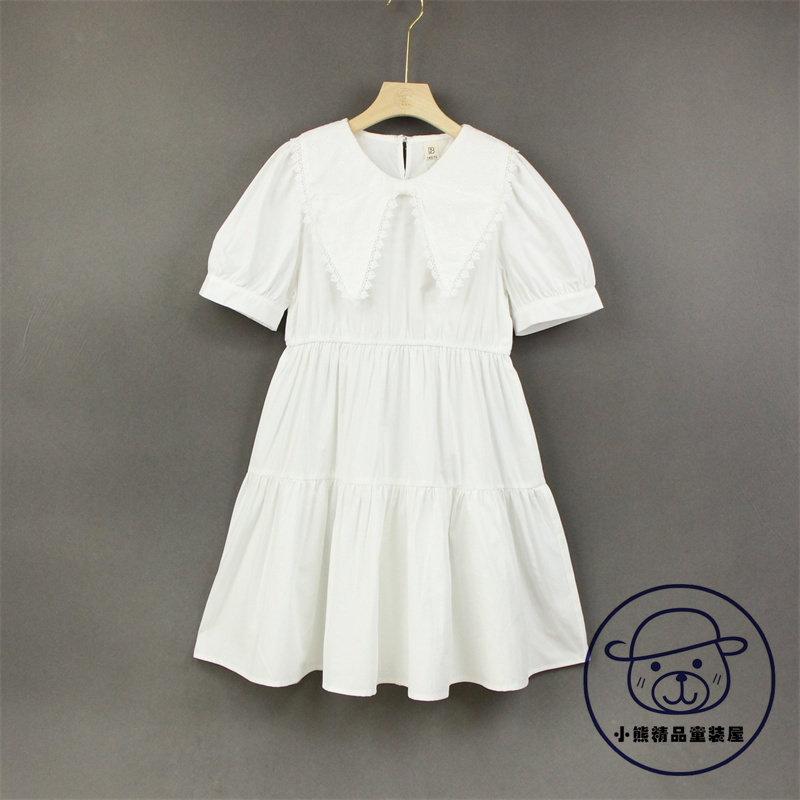 女童裙子贝嘉尚2022夏季新款洋气儿童中大童棉布白色连衣裙学生裙