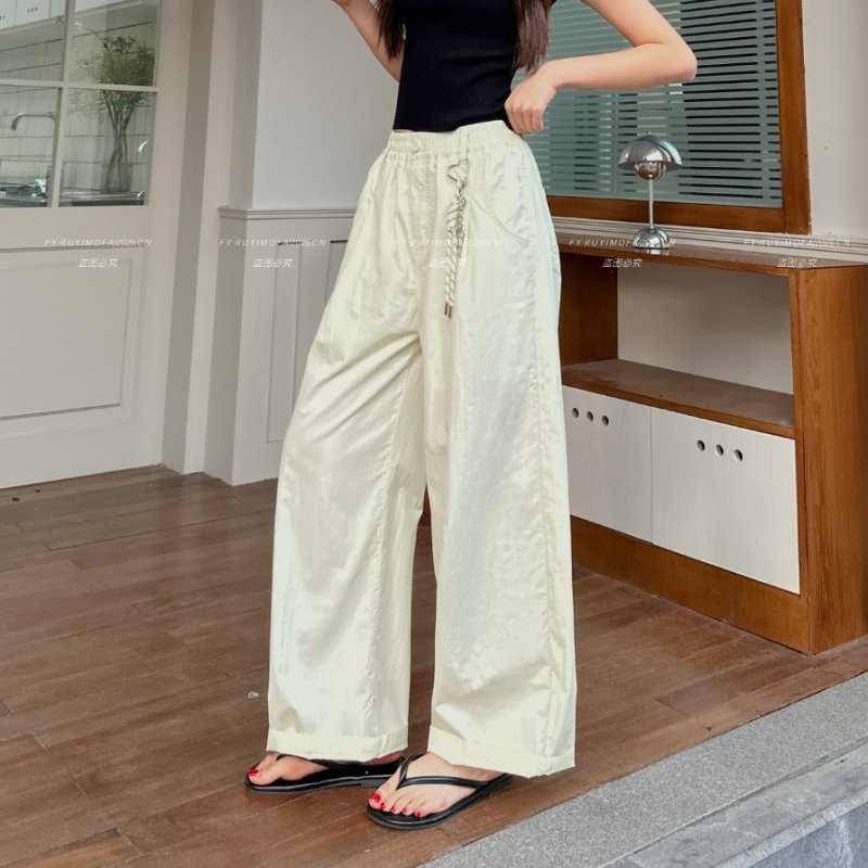 丰翼女大童2025夏款时尚中学生洋气休闲宽松阔腿裤九分裤直筒裤潮