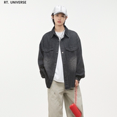 复古风做旧水洗牛仔衬衫 美式 男宽松痞帅外套上衣 新款 宇宙2026春季