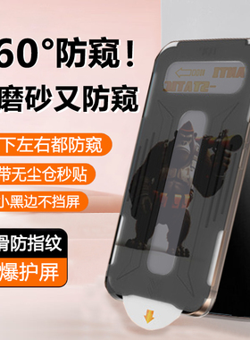 【360度磨砂防窥膜】适用苹果16Promax无尘仓四面防偷窥钢化膜iPhone15/14/13/12上下左右隐私pro防眩光plus