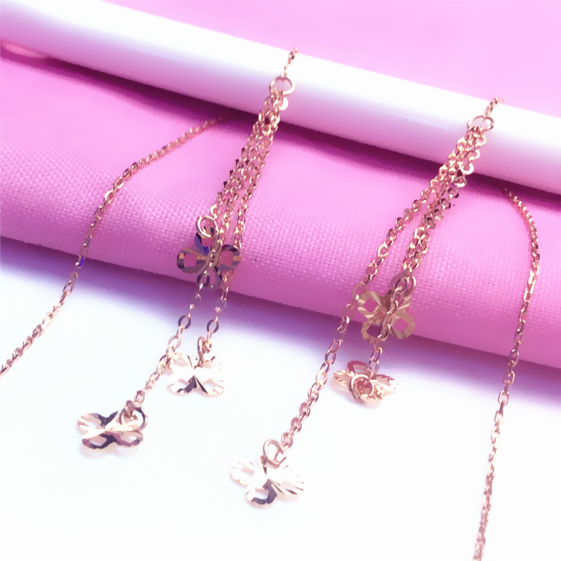 18k彩金玫瑰金流苏耳线