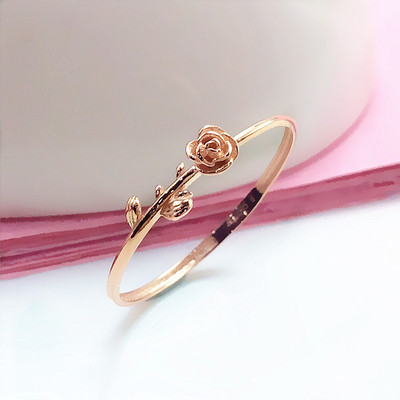 14K玫瑰金精致玫瑰花戒指