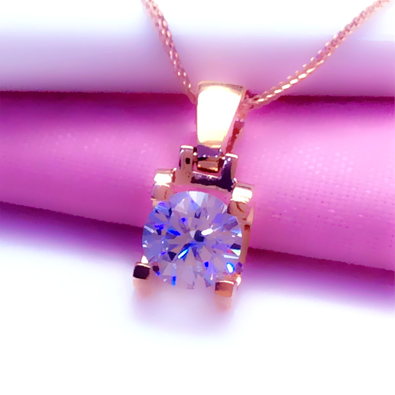 女士吊坠14k玫瑰金项链