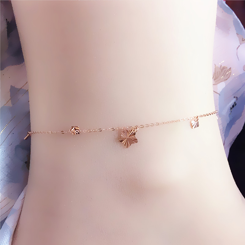 14K玫瑰金时尚星星脚链