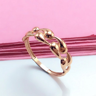 太太珠宝585紫金水滴排戒时尚复古气质14K玫瑰金百搭戒指