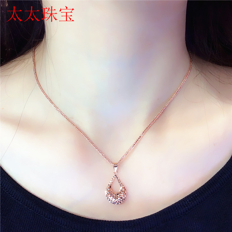 太太珠宝纯俄罗斯585紫金项链女吊坠14k玫瑰金彩金立体版吊坠女款