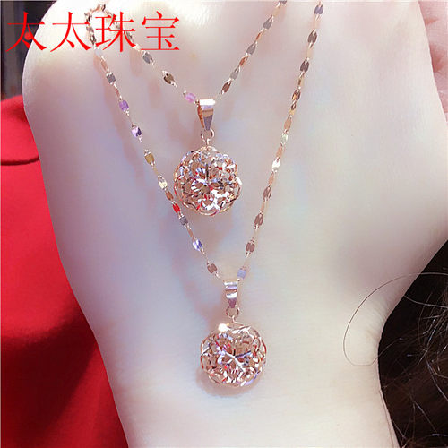 俄罗斯女款彩金吊坠锁骨链珠宝