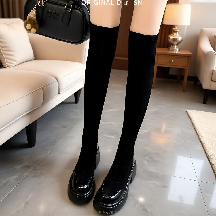 长筒靴女厚底高筒显瘦过膝弹力靴