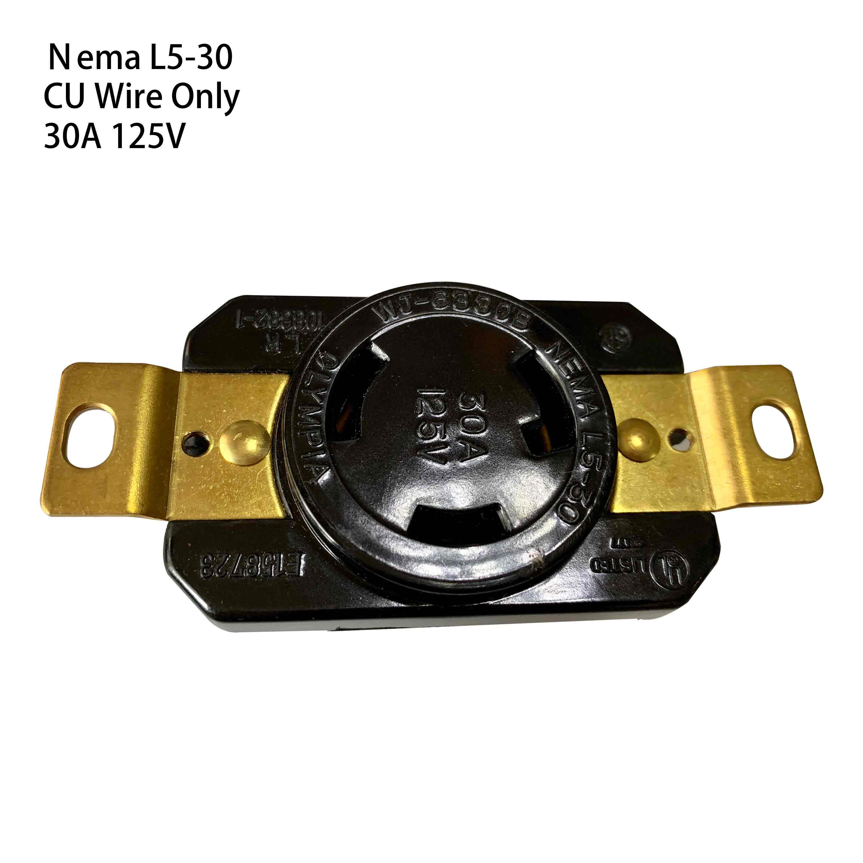 美标NEMA L5-30R 30A 125V 工业发电机面板 防松插座 WJ-6330B