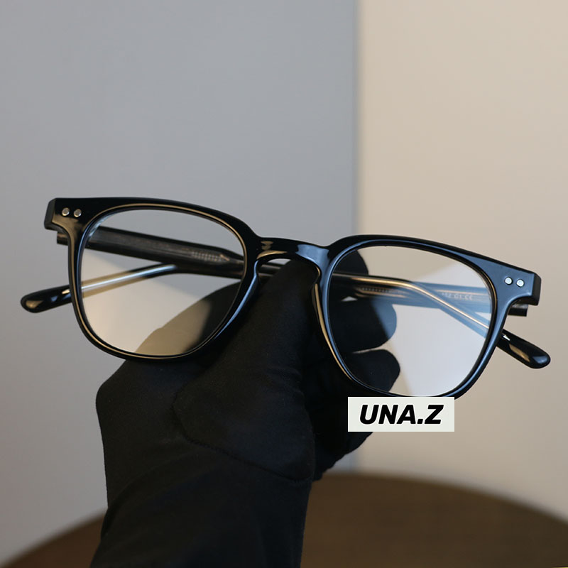 方形透明黑框小红书圆脸近视眼镜