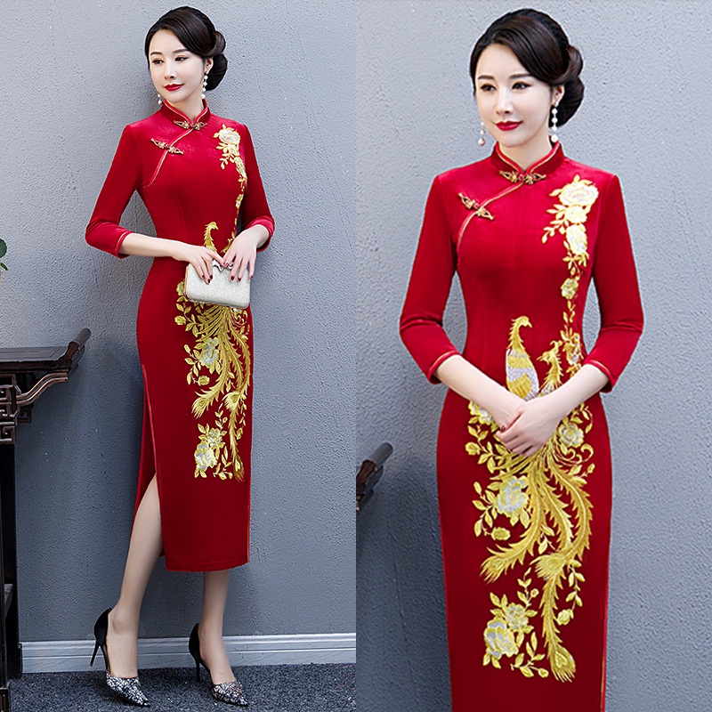 大红旗袍妈妈婚宴敬酒回娘家凤凰
