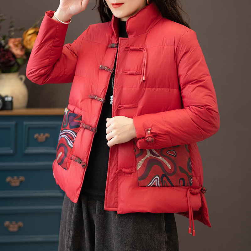 复古盘扣羽绒服民族风妈妈羽绒服