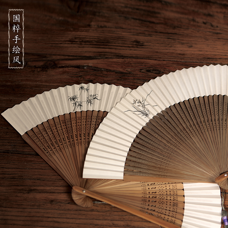 吉善6寸香纸扇扇子折扇中国风手绘扇日式扇女士竹扇礼品扇旗袍扇