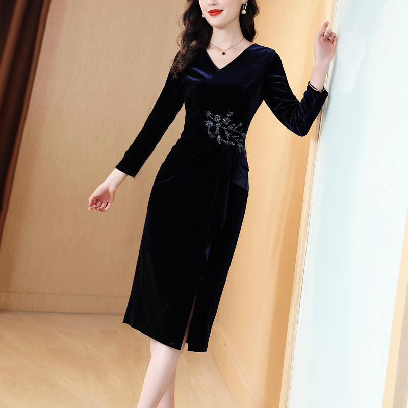 金凯茜通勤包臀丝绒修身显瘦