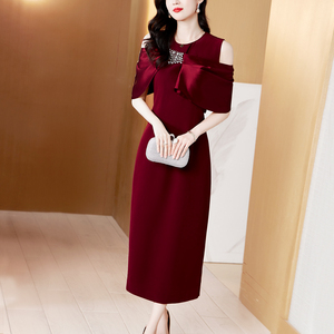 名媛气质三醋酸礼服连衣裙女2026年夏季新品主持人晚礼服平时可穿