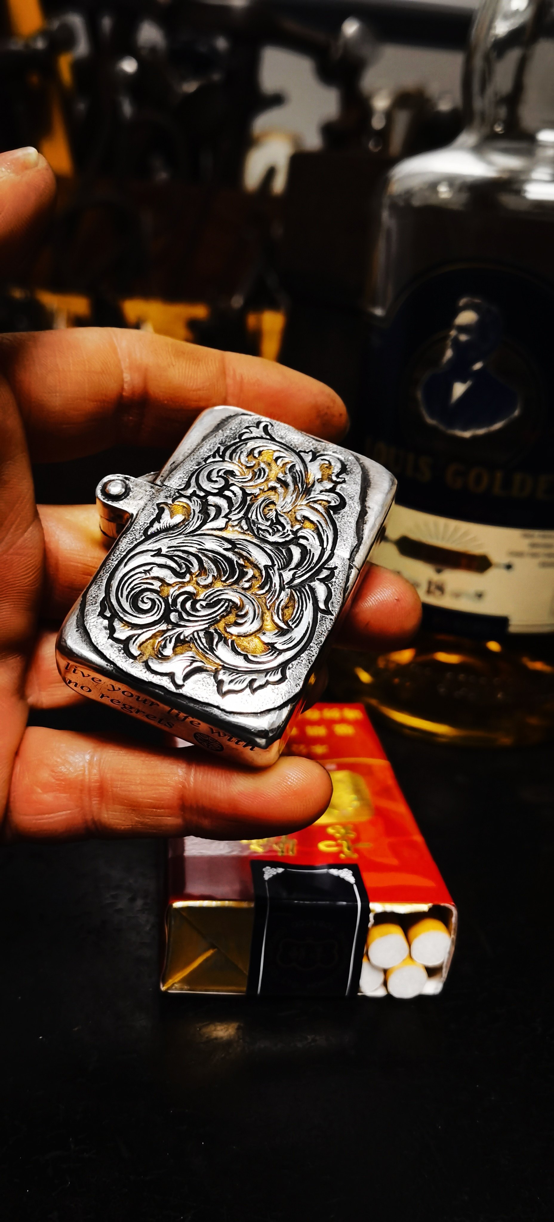 东方猴子定制纯银鎏金打火机壳Zippo机芯通用礼物手工纯银煤油