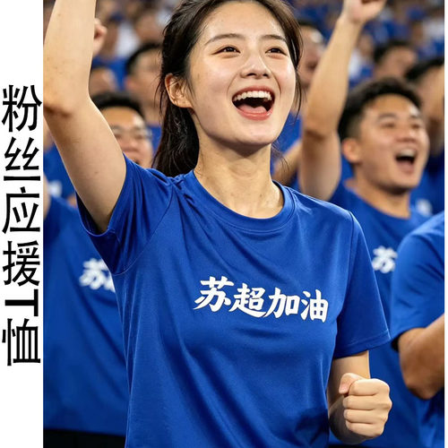 苏超加油文字印花logoT恤定制圆领短袖球迷粉丝应援文化衫广告衫