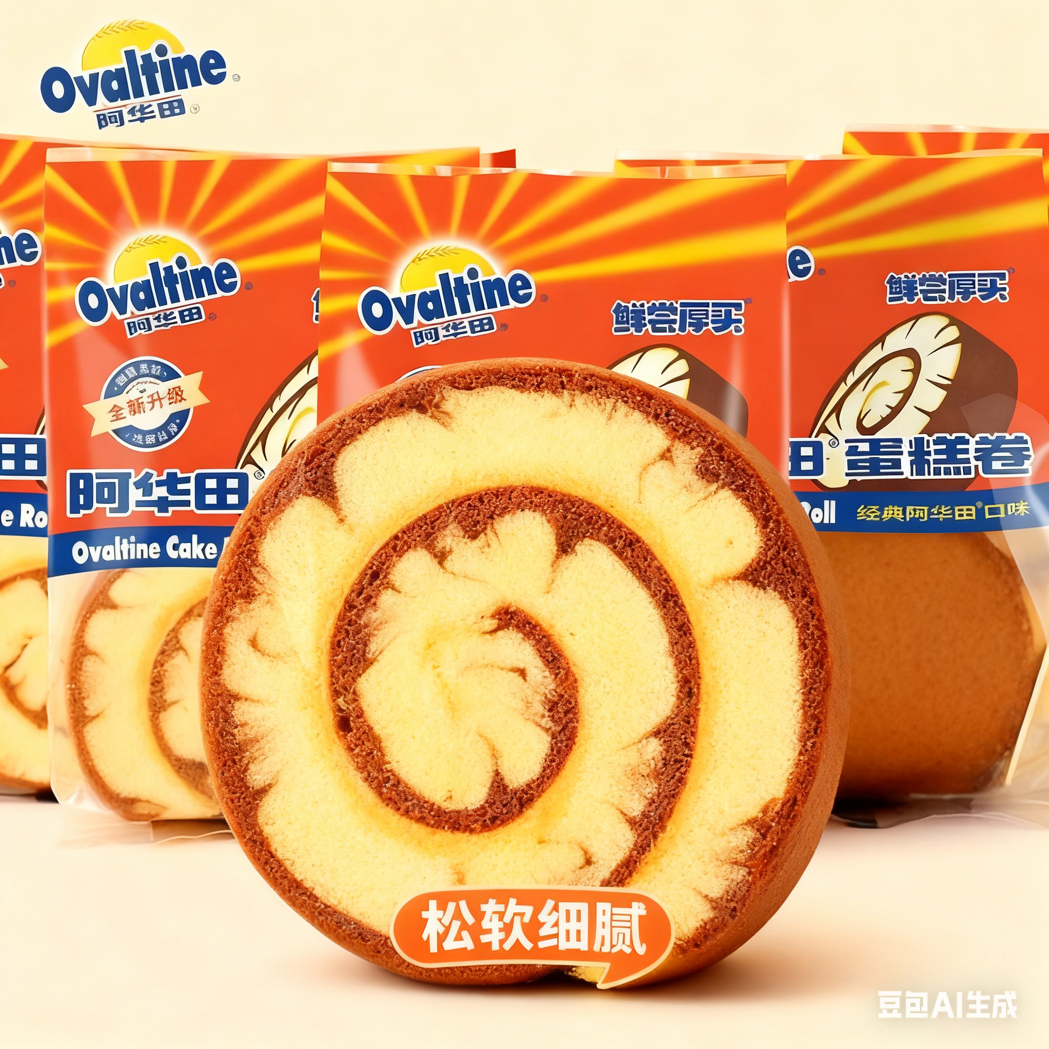 Ovaltine阿华田 瑞士卷蛋糕卷可可味400g/箱独立小袋装早餐小零食