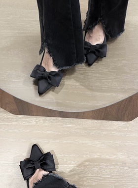 羊皮原创-Namiboo2025新款尖头高跟玛丽珍蝴蝶结单鞋